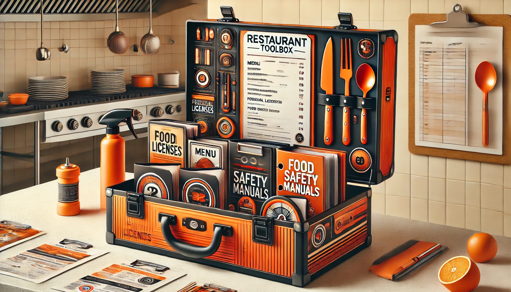 DALL·E 2024-12-09 11.26.01 - A creative representation of a restaurant toolbox with a modern, sleek design prominently featuring the color orange. The toolbox is open and organize DALL·E 2024-12-09 11.26.01 – A creative representation of a restaurant toolbox with a modern, sleek design prominently featuring the color orange. The toolbox is open and organize